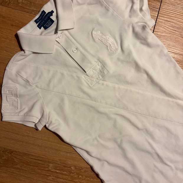 폴로 빅포니 스키니핏 슬림핏 카라티 화이트 반팔