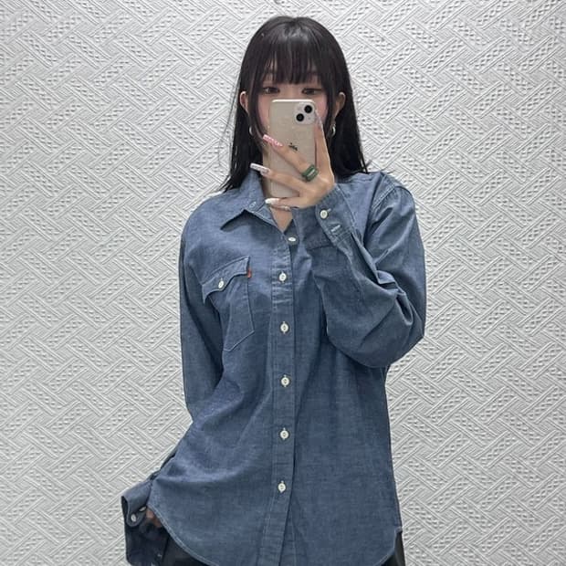 리바이스 컨트리 웨스턴 샴브레이 포켓 워크 셔츠 L C13271