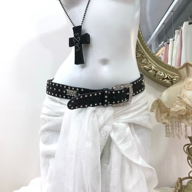 black punk cubic stud belt 