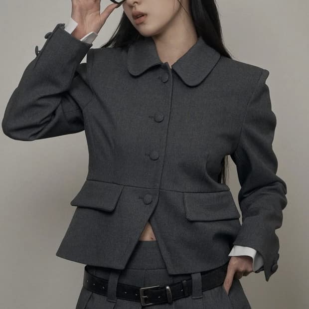 카키포인트 테일러드 자켓 그레이