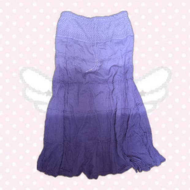 라벤더 보라 그라데이션 모리걸 하구미 내장끈 롱스커트