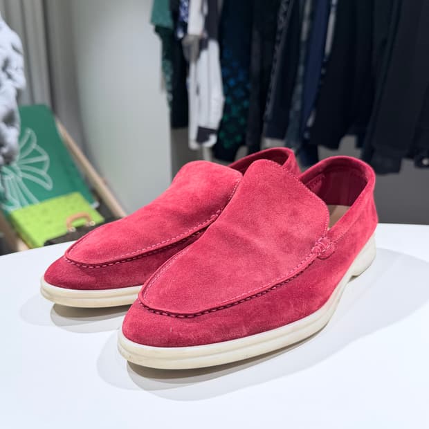 (A/41) / 로로피아나 썸머워크 스웨이드 로퍼 버건디