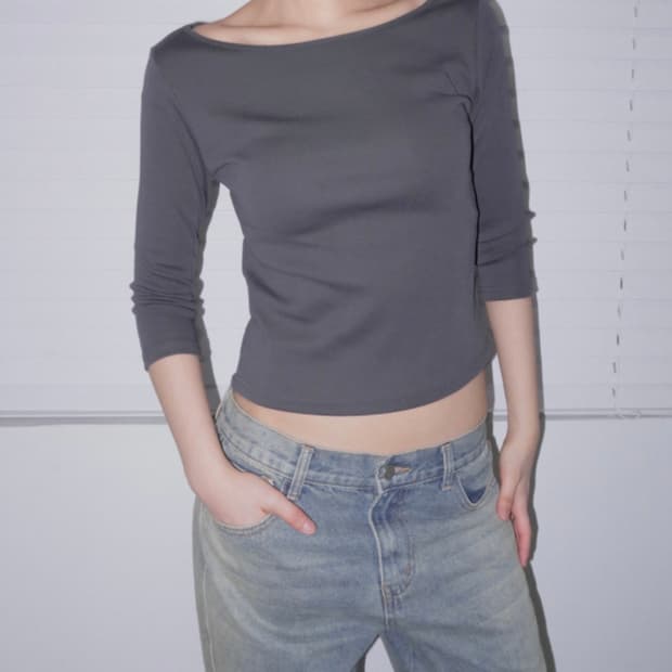 낫띵인커먼 마로 7부 티셔츠 먹색