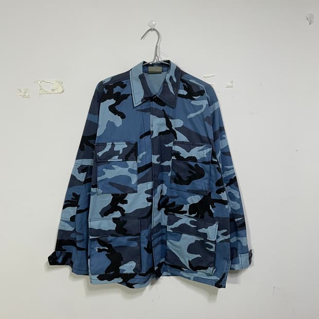 밀리터리 카모 셔츠 블루