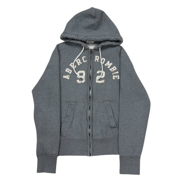 아베크롬비 빈티지 Y2K 스펠로고 데미지 디테일 기모 후드집업 자켓 L