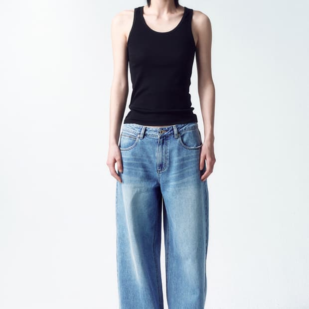 인사일런스우먼 로우 웨이스트 와이드 진 BLUE s