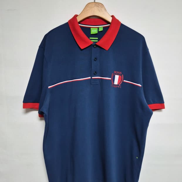 휴고보스Boss 프랑스 월계수 로고 반팔카라티 2XL사이즈 - T105