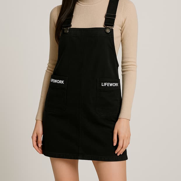 라이프워크 LIFEWORK 블랙 멜빵 원피스_FREE