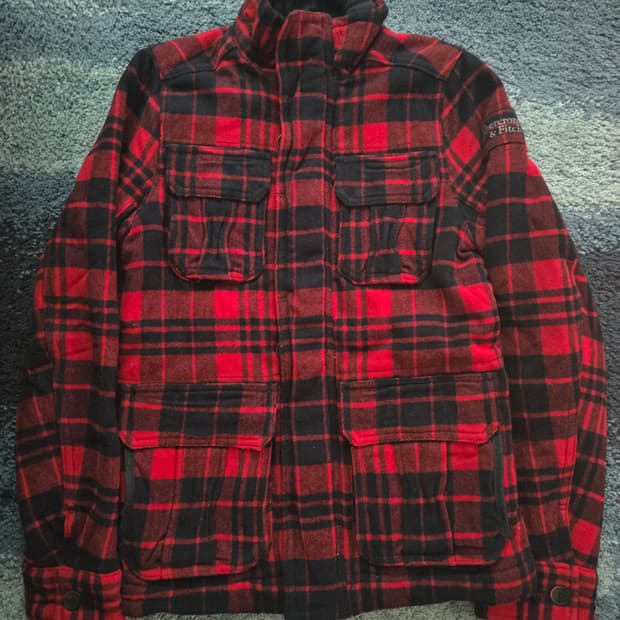 아베크롬비 빈티지 버팔로 헤비 울 체크 코트 필드자켓 레드 표기M사이즈