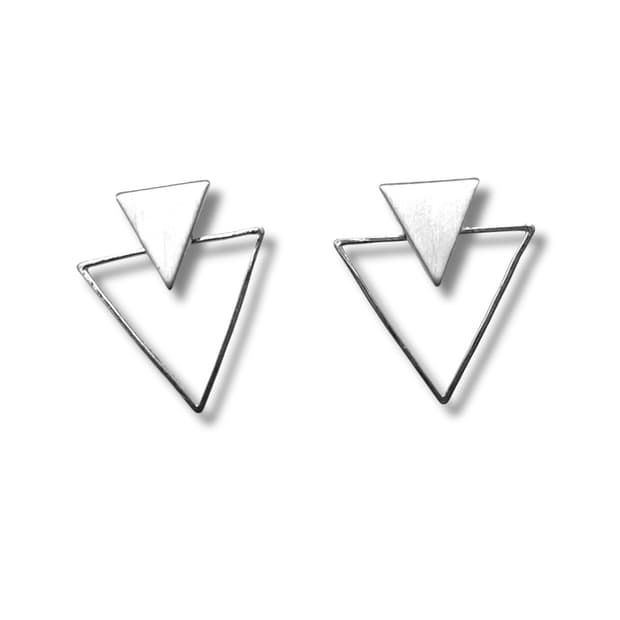 COS Matte Silver Triangle Earrings