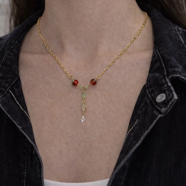 Y2k 러블리 키치 페어리무드 비즈 골드 체인 목걸이