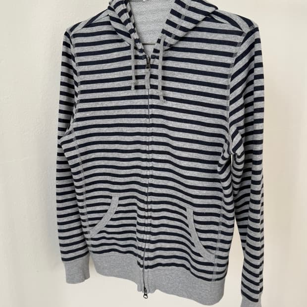 빈티지 스트라이프 후드집업