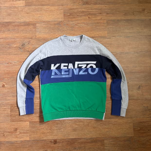 겐조 맨투맨 티셔츠 M 55 입체적인 패턴 컬러 블록 