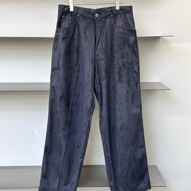 레베 진스 포우 스웨이드 힙합 와이드 팬츠(블루 그레이)