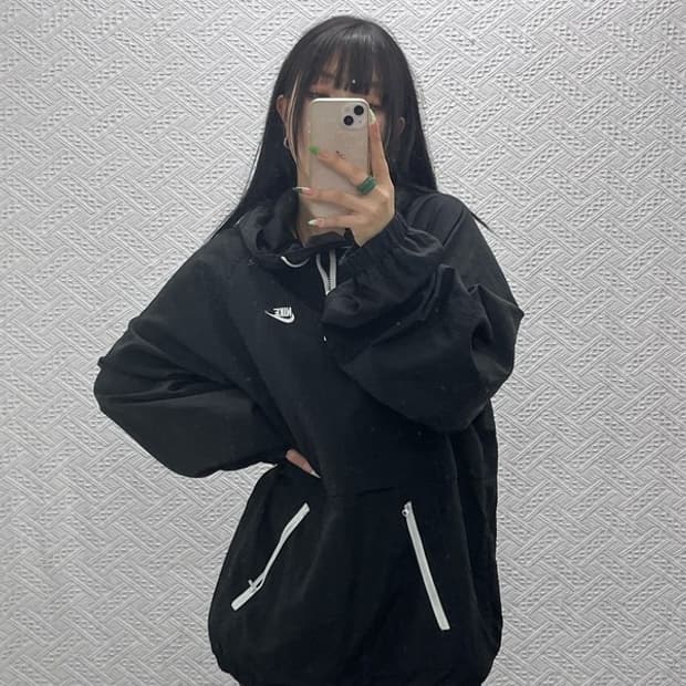 나이키 빈티지 언라인드 오버핏 반집업 바람막이 아노락 XL C09222