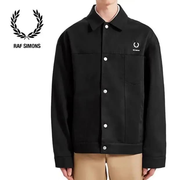 [M] 라프시몬스 프레드페리 블랙 데님 워크 자켓