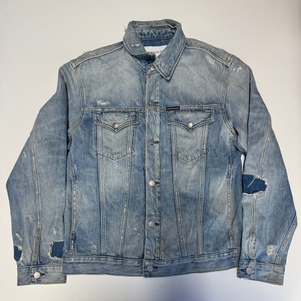 캘빈클라인 CK 빈티지 패치워크 이태리 데님자켓 L