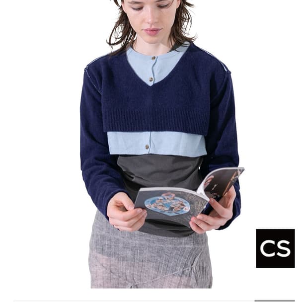 퍼버즈 니트 TWIN LAYERED KNIT SWEATER (NAVY)