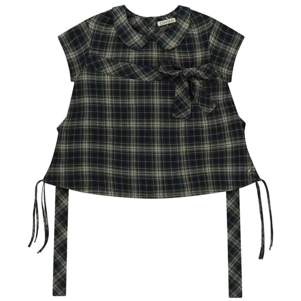 코이세이오 보우 블라우스 체크 bow blouse