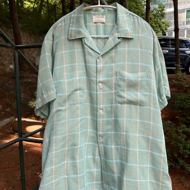 Vtg 50s Wings Loop Collar Shirt