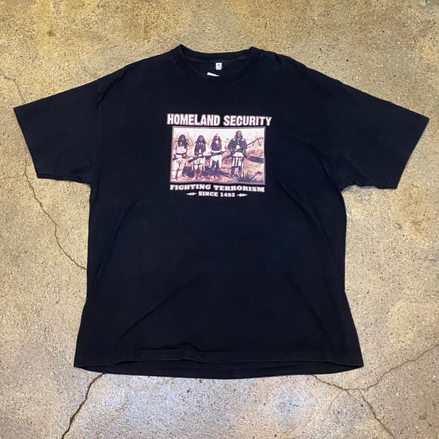 미국 빈티지 홈랜드 원주민 프린팅 반팔티 티셔츠