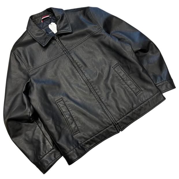 [L] 23FW 타미힐피거 싱글레더 가죽 자켓 블랙