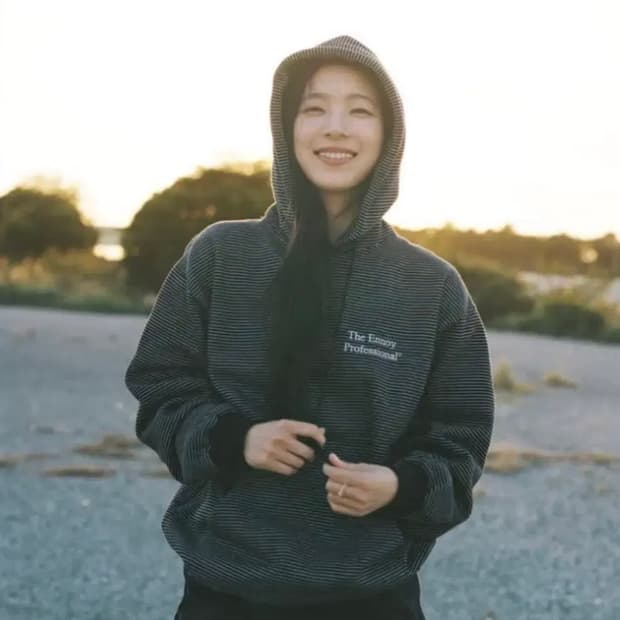 Ennoy 엔노이 스트라이프 보더 후드티셔츠