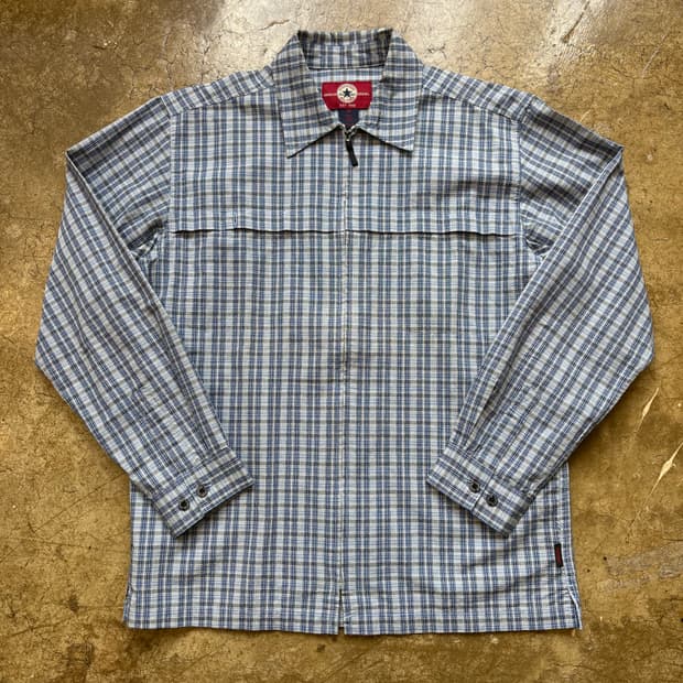 컨버스 빈티지 체크 코튼 집업 재킷