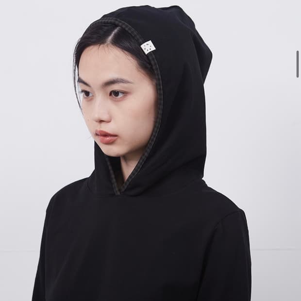 오헤시오 롱 후드 티셔츠 후드티 블랙