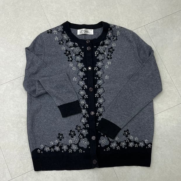 캐시미어 혼방 플라워 빈티지 가디건