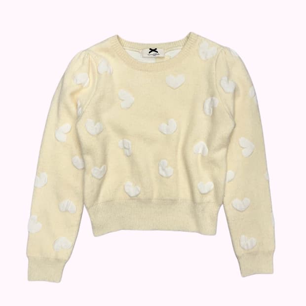 heart pattern yellow knit