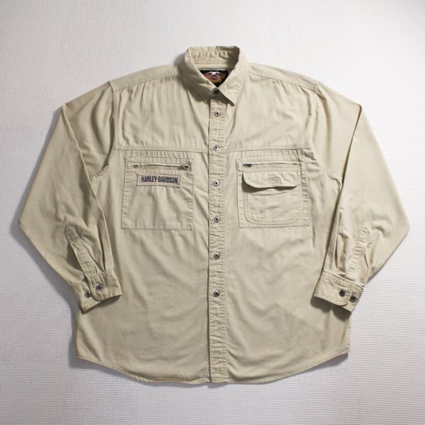 90's Harley-Davidson 할리 데이비슨 베이지 워크셔츠