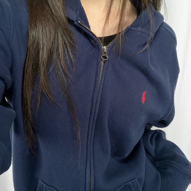 폴로 네이비 후드집업