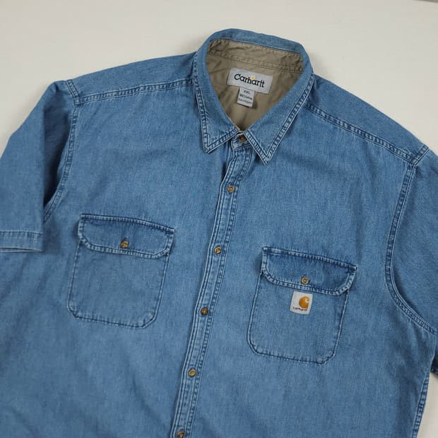 2XL(110) 칼하트 리워크 투포켓 데님셔츠 진청