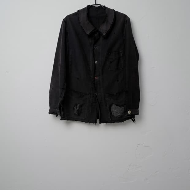 1940s 프렌치 르 몽생 미셸 워크 자켓 블랙 몰스킨