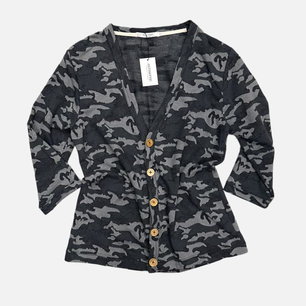camo pattern short cardigan
