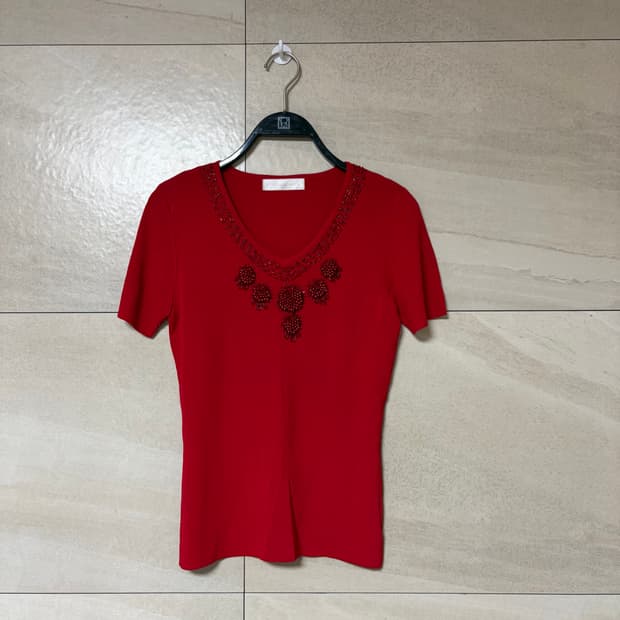 (균일가)red beads tee