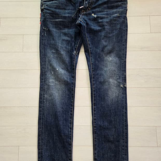 디스퀘어드 리트로 케니슈슬 타타네크 레더패치 데님팬츠