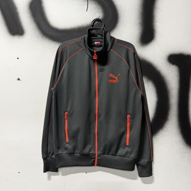 푸마 올드스쿨 프린팅 배색 집업 져지 자켓