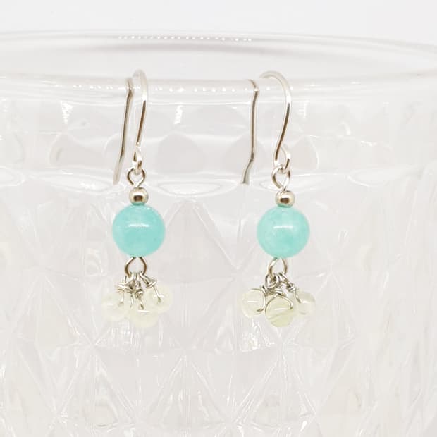 민트 아마조나이트&프레나이트 귀걸이