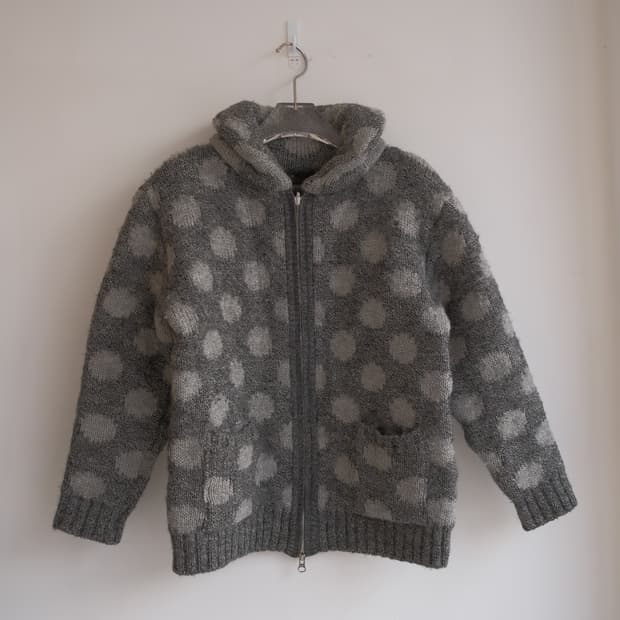 Dot cowichan alpaca knit zip-up