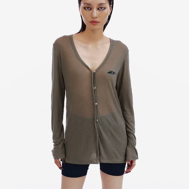 DRAPE LONG CARDIGAN KHAKI