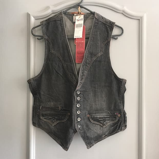 타미힐피거 빈티지 데님 조끼 베스트 새상품 m사이즈