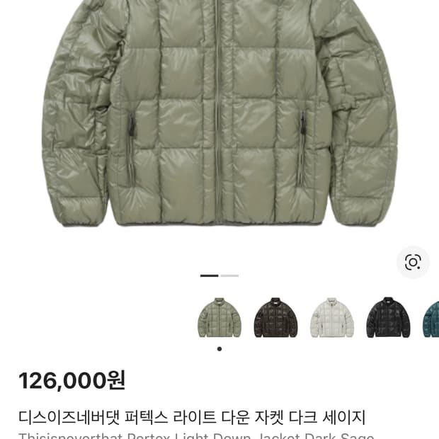디스이즈네버댓 퍼텍스 라이트 다운 자켓 다크 세이지
