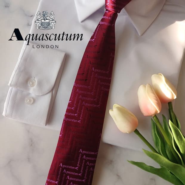 아쿠아스큐텀 실크 로고 자카드 넥타이 8.7cm A+등급 A19114
