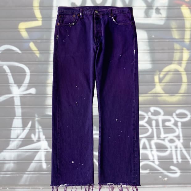 리바이스 501 다잉 페인팅 퍼플 데님 팬츠