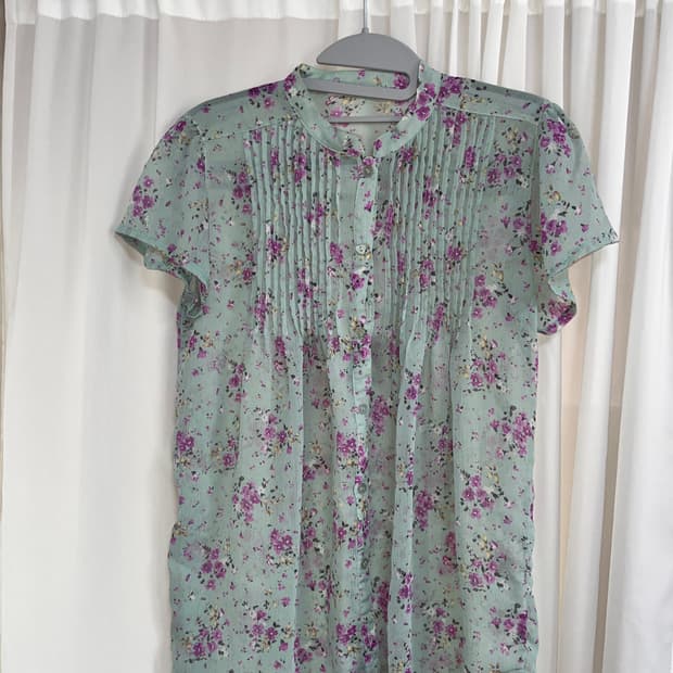 mint flower collar blouse morigirl