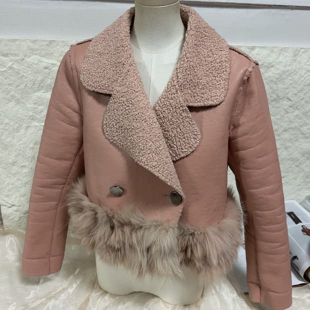 빈티지 로즈핑크 여우털 양가죽 무스탕