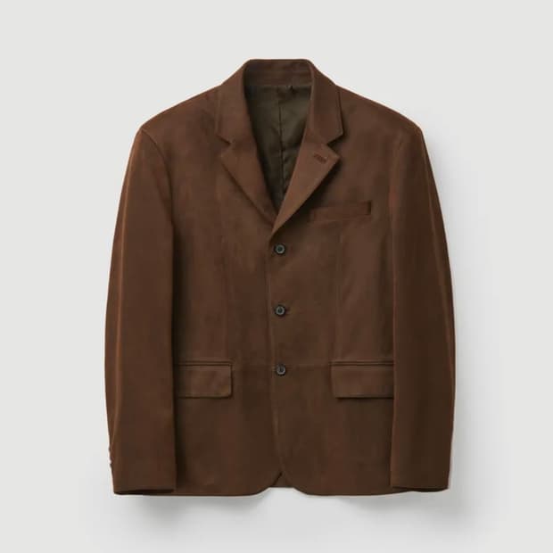 쿠어 에코 스웨이드 쓰리 버튼 블레이저 (다크브라운) L사이즈