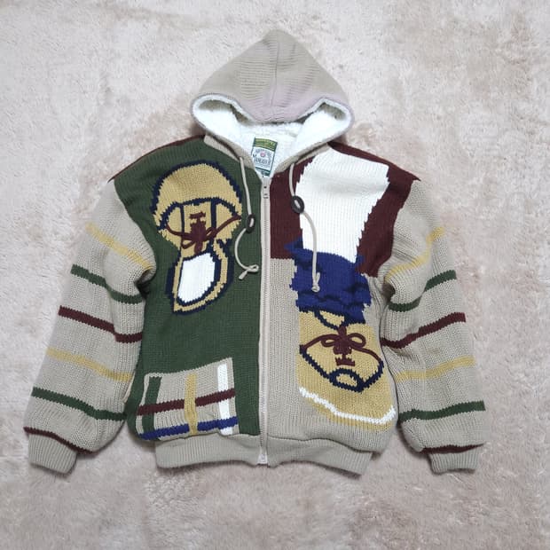 빈티지 니트후드집업 m 